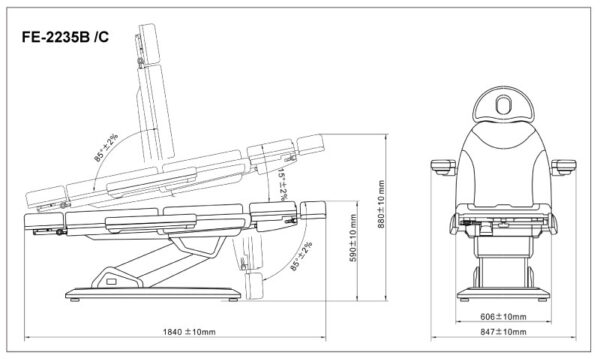 2235c.2 Silver Fox 2235C hoitotuoli 3-moottoria, valkoinen