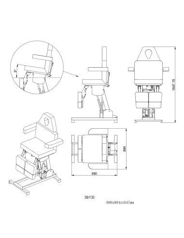 Jalkahoitotuoli Celeste 3 moottoria, valkoinen