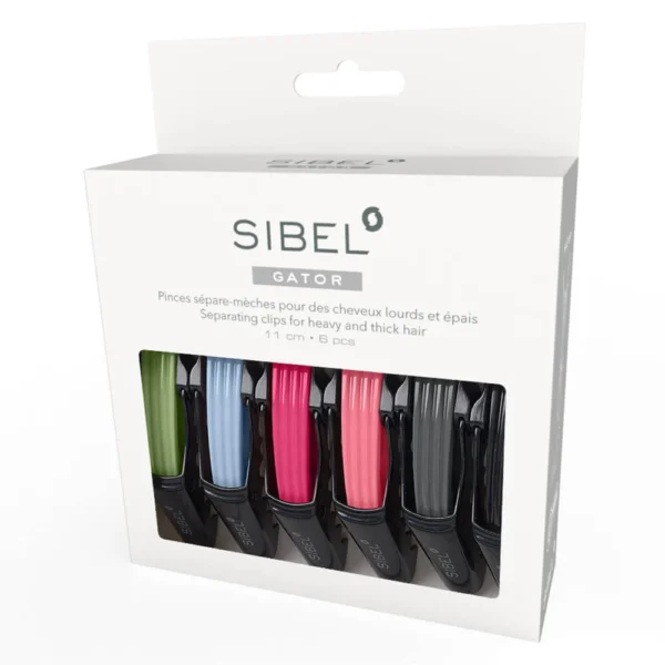 Sibel-Gator-Sectioning-Clips-9-cm-different-colours-6-pcs-mybeauty24.eu_ Sibel Gator vahvat erikoisklipsit, 9 cm erilaiset värit 6 kpl