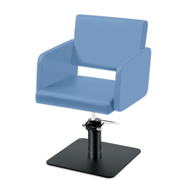 Takumi-Yuki-Hydraulic-Styling-chair-with-black-square-base-Aqua Takumi Yuki kampaamotuoli, mattamustaa hydraulipumppu