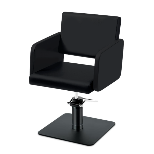 Takumi-Yuki-Hydraulic-Styling-chair-with-black-square-base-Domus-Black Takumi Yuki kampaamotuoli, mattamustaa hydraulipumppu